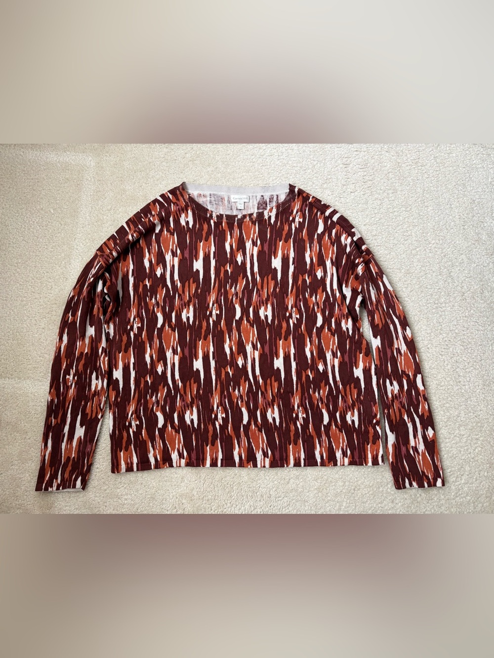 Garnet Hill oversized silk & organic cotton oversized brown autumn sweater sz S